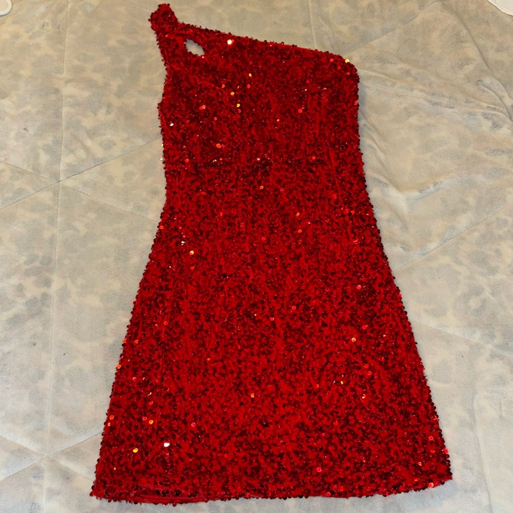 Red Sparkly mini dress